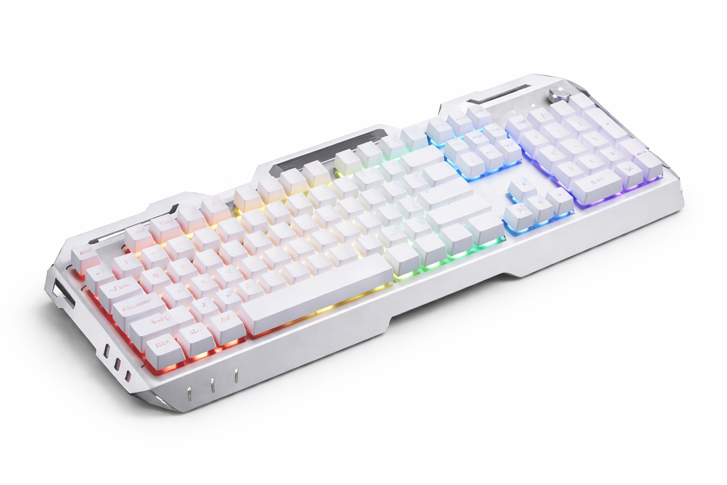AuroraWhite K1 – White Mechanical Keyboard with RGB Backlight