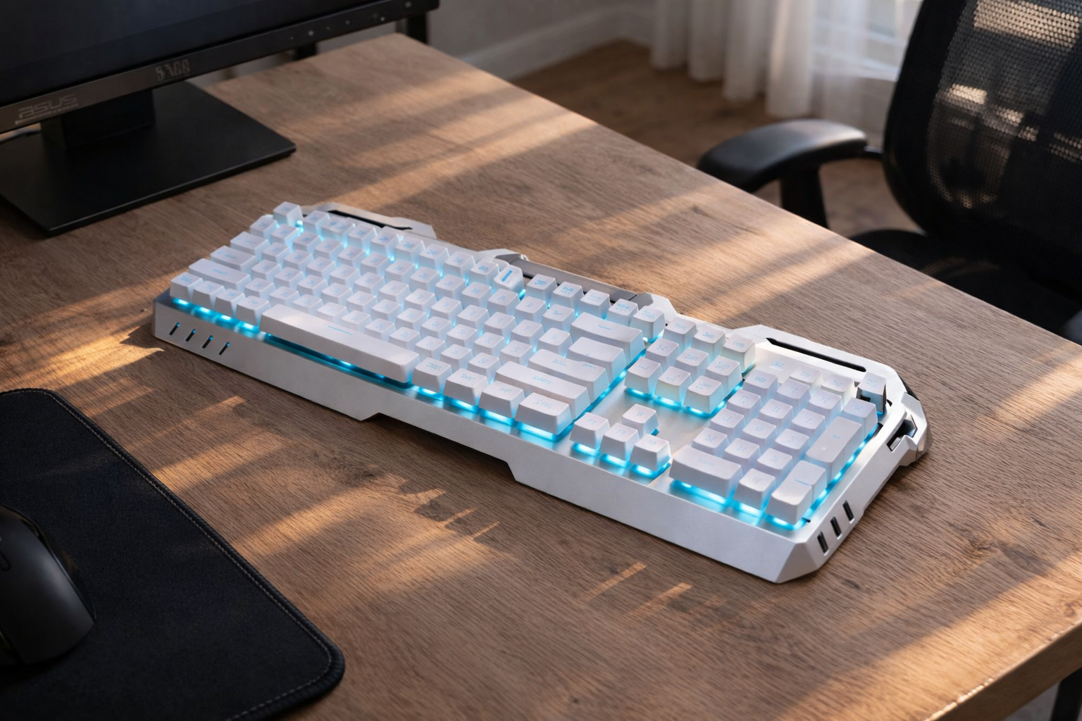 FrostNova K1 – White Mechanical Keyboard with Blue LED Backlight