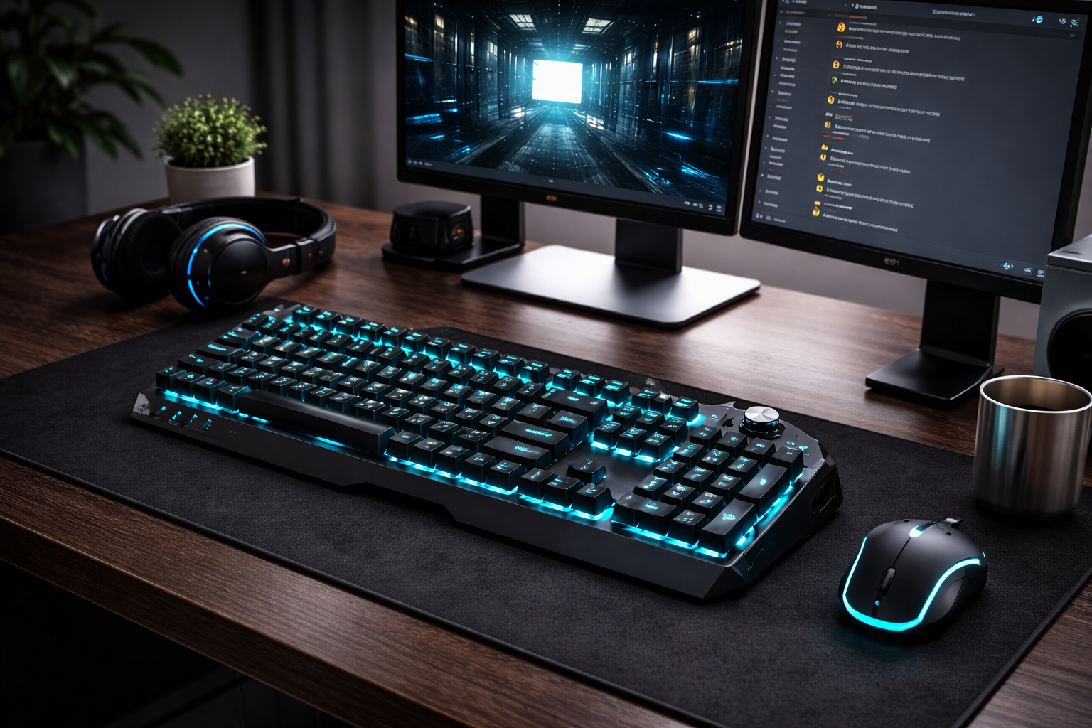 ObsidianPulse K1 – Black Mechanical Keyboard with Blue LED Backlight