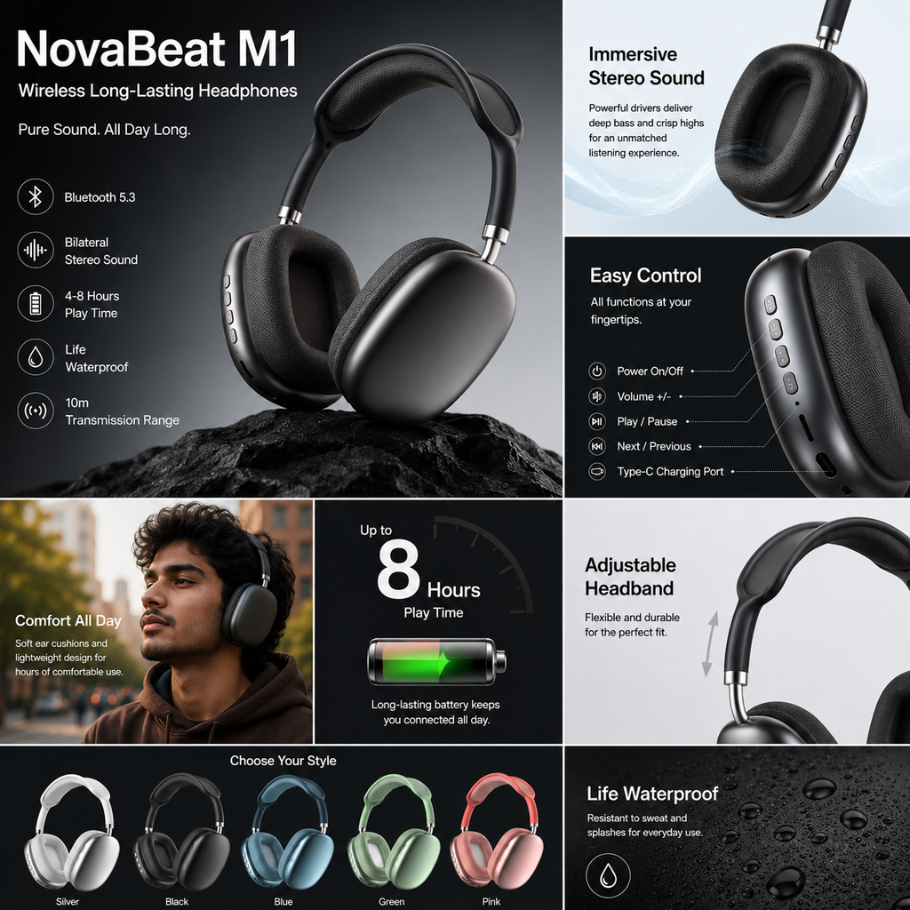 NovaBeat M1 – Premium Wireless Headphones