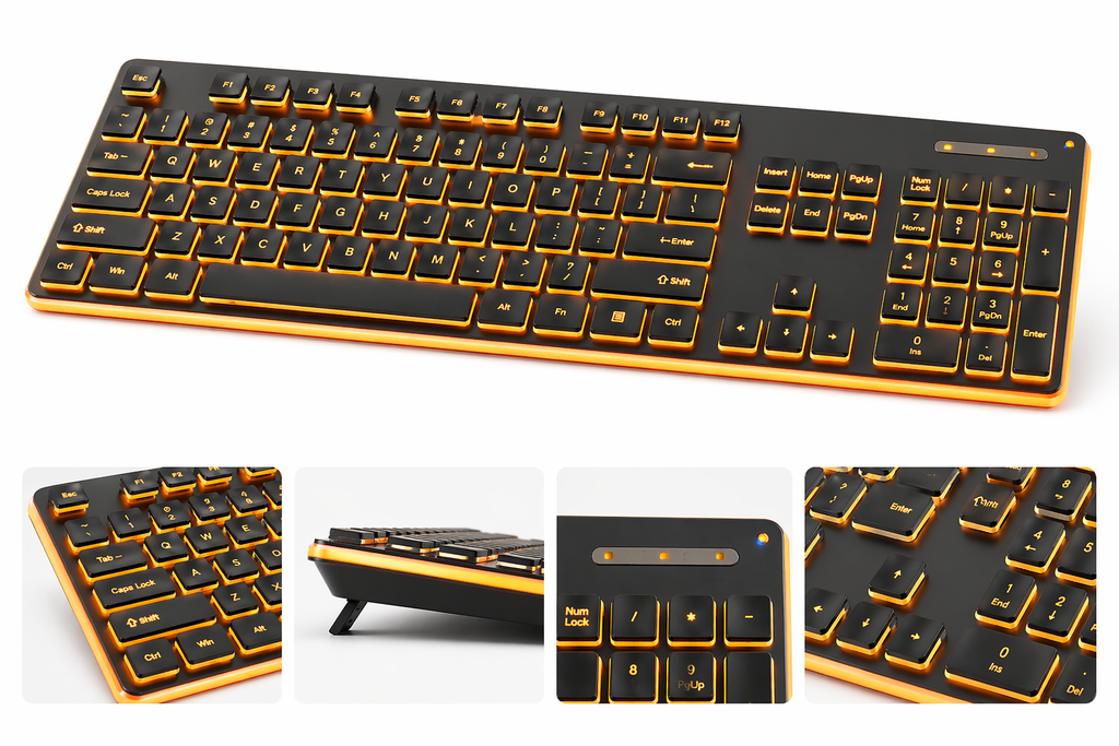 UltraSlim Pro K1 – Wired Mechanical Touch Keyboard, Silent Gaming & Office Use