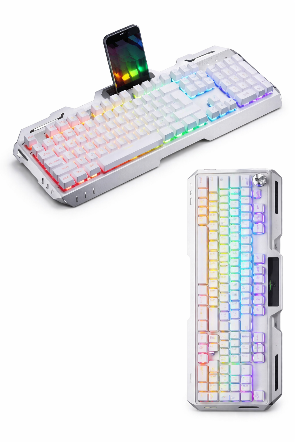 AuroraWhite K1 – White Mechanical Keyboard with RGB Backlight