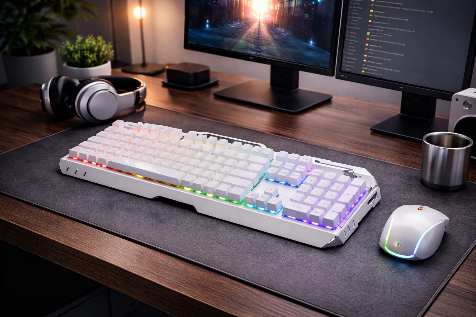 AuroraWhite K1 – White Mechanical Keyboard with RGB Backlight