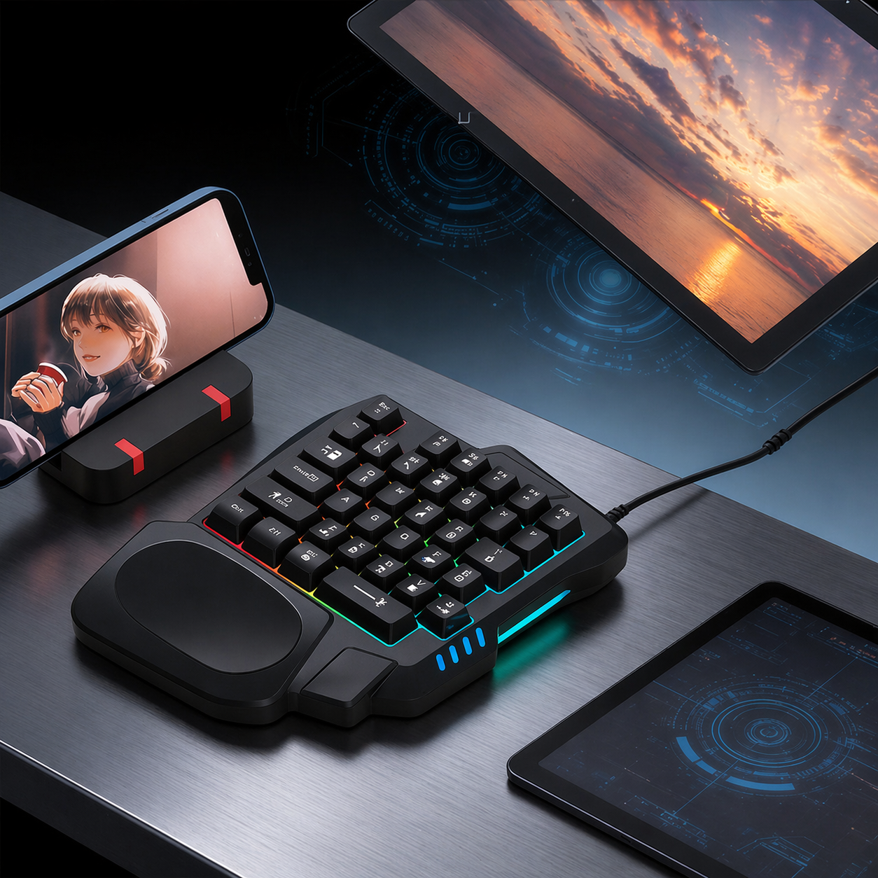 PhantomGrip K1 – One-Handed Mechanical Gaming Keypad