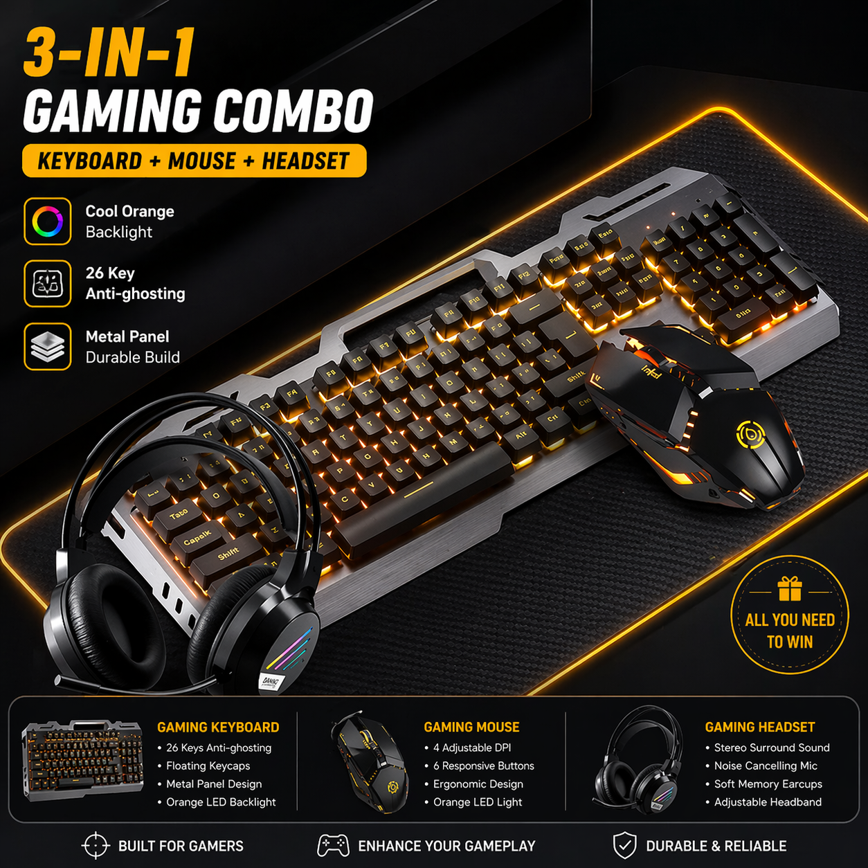 EmberCore Combo K1 – Mechanical Keyboard, Mouse & Headset Bundle